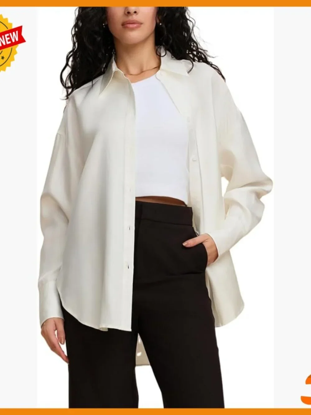 Oversized Silk Button Down Blouse Long Sleeve V Neck Business Casual
